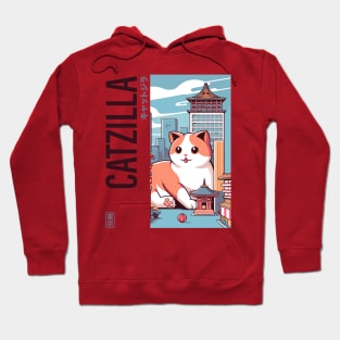 Catzilla Japanese Funny Cat Kawaii Parody Vintage Catzilla Hoodie